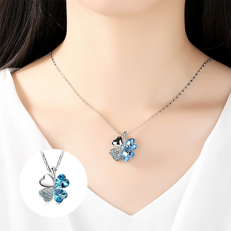 Lucky Four-leaf Clover Crystal Necklace