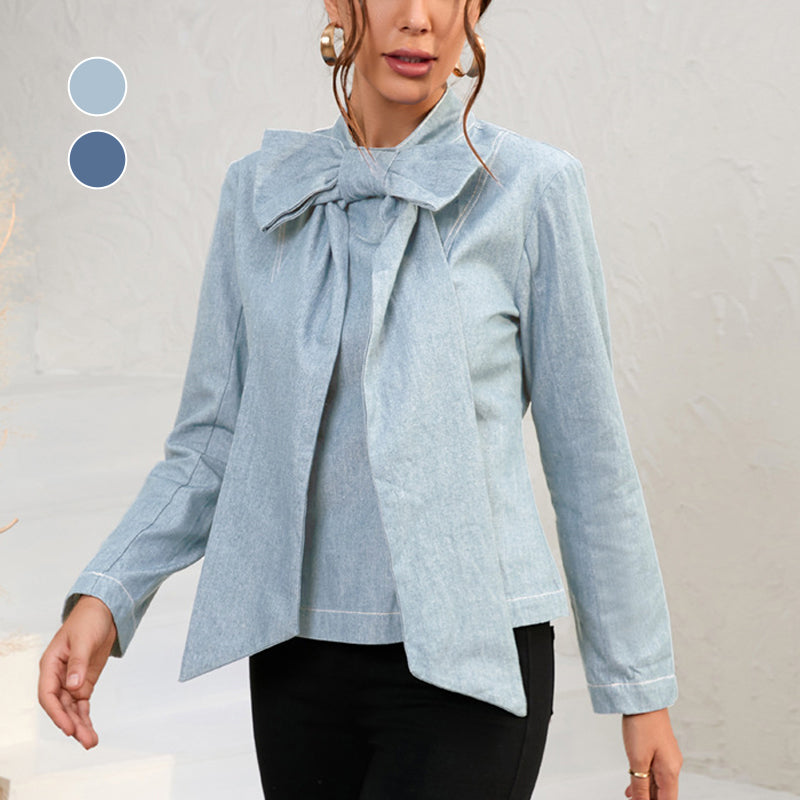 Bow Cropped Denim Jacket