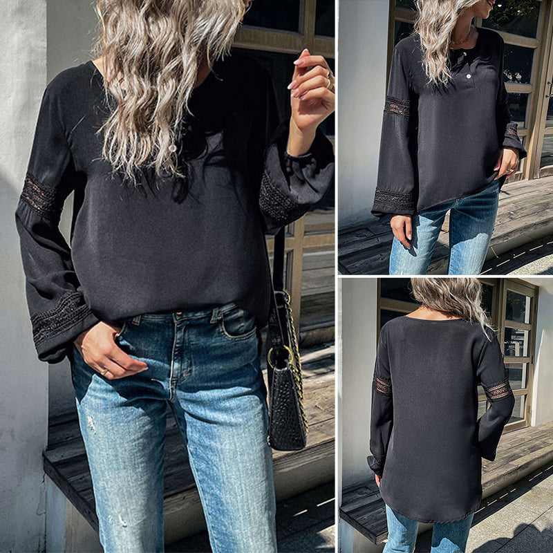 Lace-paneled Cut-out Shirt