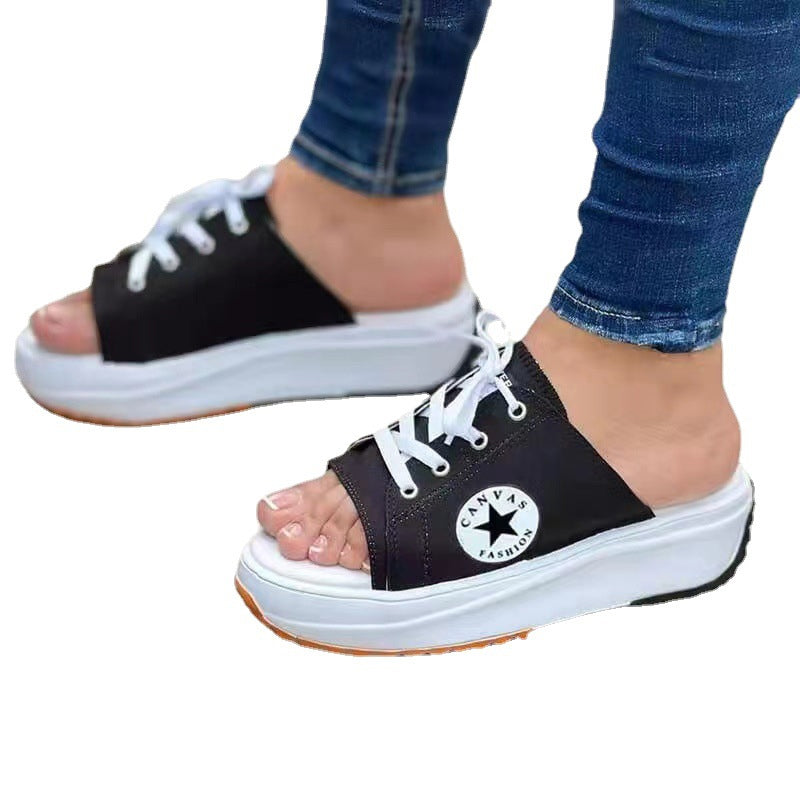 Fish Mouth Canvas Breathable Casual Women's Shoes