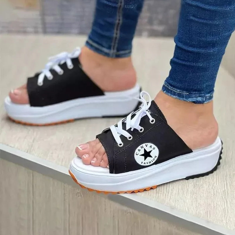 Fish Mouth Canvas Breathable Casual Women's Shoes