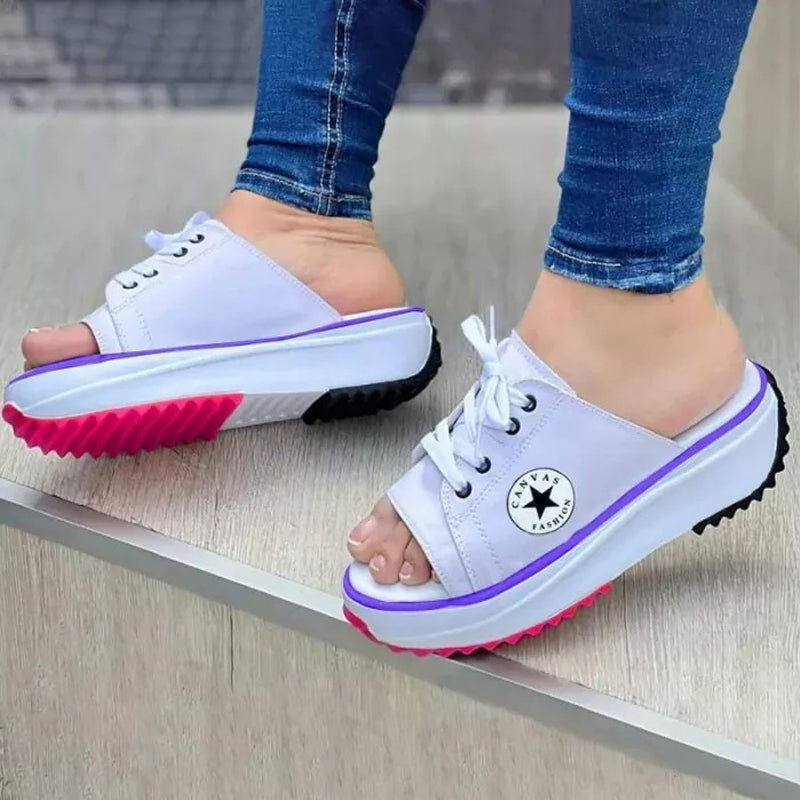 Fish Mouth Canvas Breathable Casual Women's Shoes