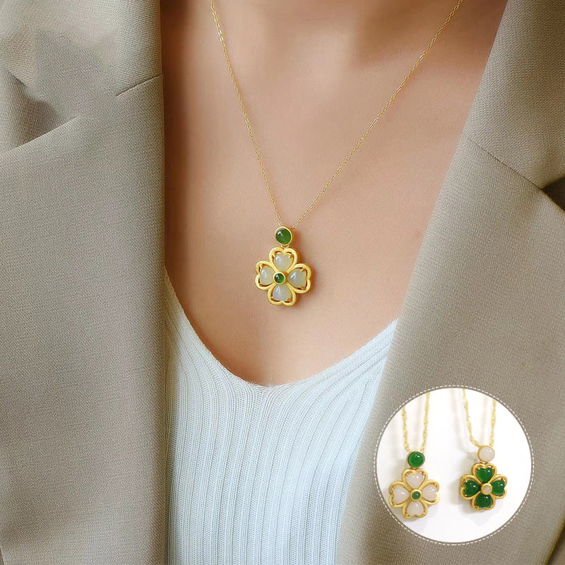 Good Luck Jade Clover Necklace