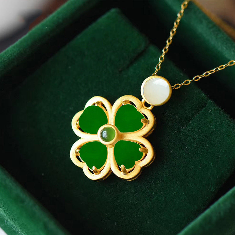 Good Luck Jade Clover Necklace
