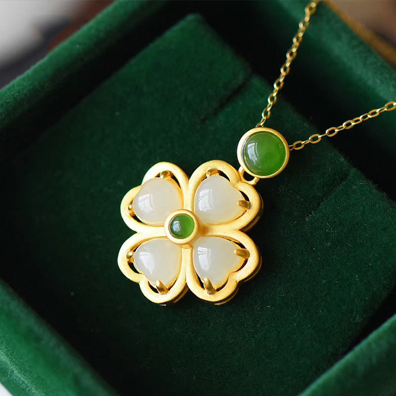 Good Luck Jade Clover Necklace