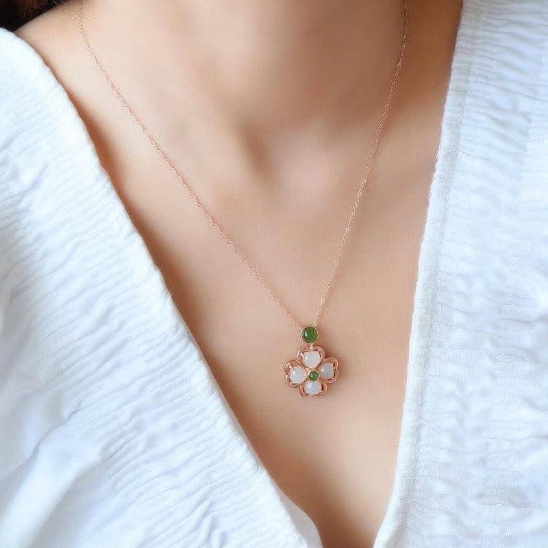 Good Luck Jade Clover Necklace