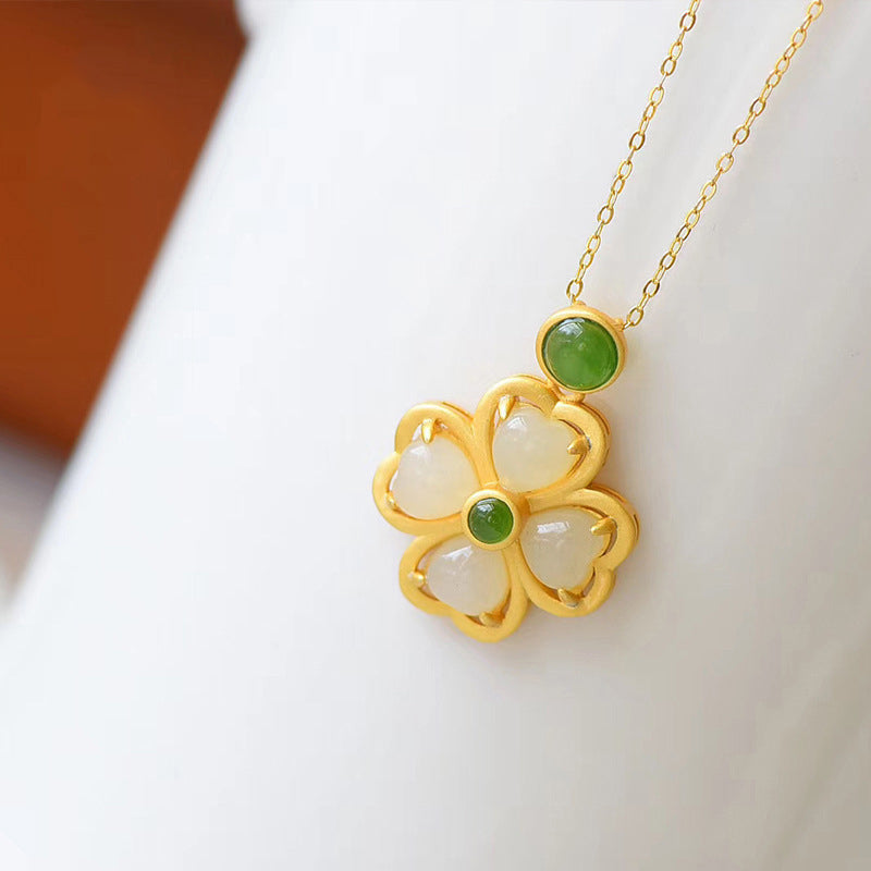 Good Luck Jade Clover Necklace