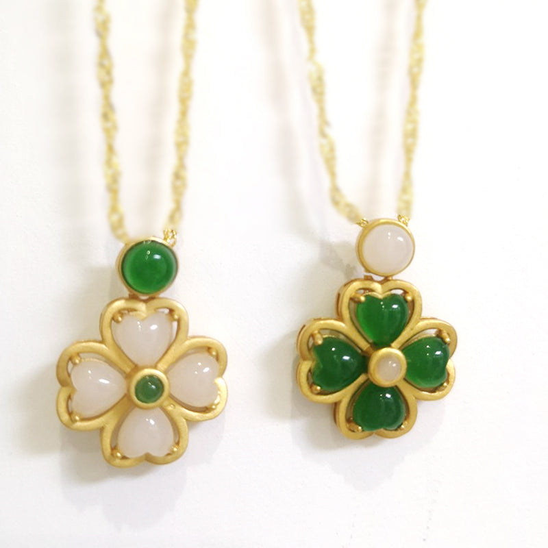 Good Luck Jade Clover Necklace