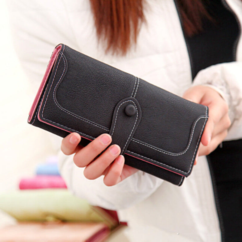 Nubuck Leather Long Wallet for Female
