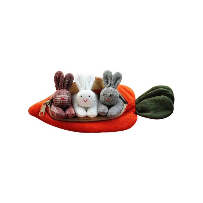 Hide-and-Seek Bunnies in Carrot Pouch