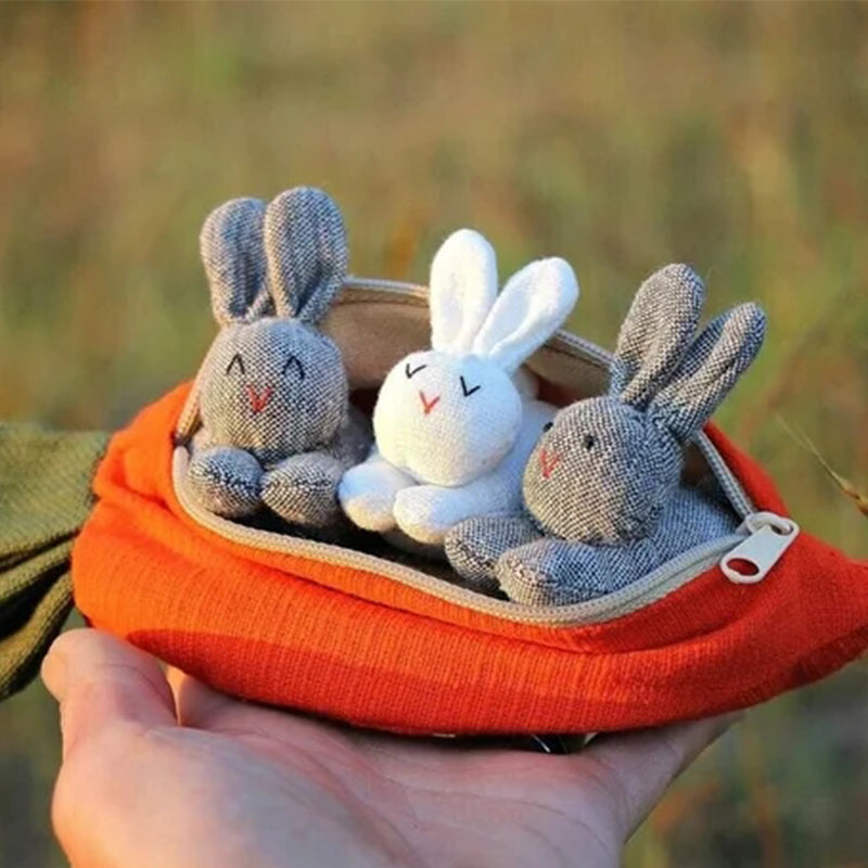 Hide-and-Seek Bunnies in Carrot Pouch