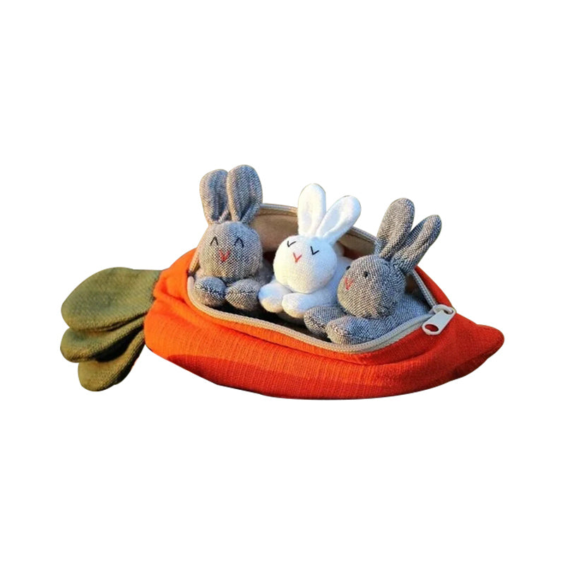 Hide-and-Seek Bunnies in Carrot Pouch