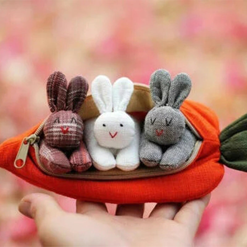 Hide-and-Seek Bunnies in Carrot Pouch