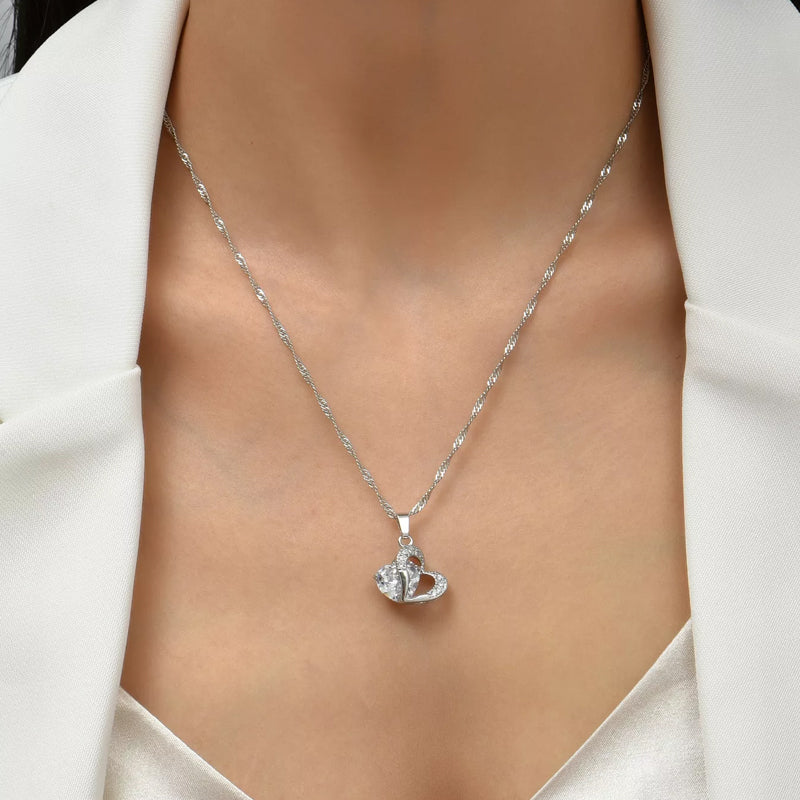 Interlocking Heart Necklace & Earrings