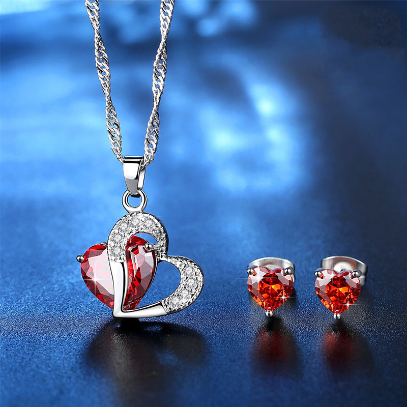 Interlocking Heart Necklace & Earrings