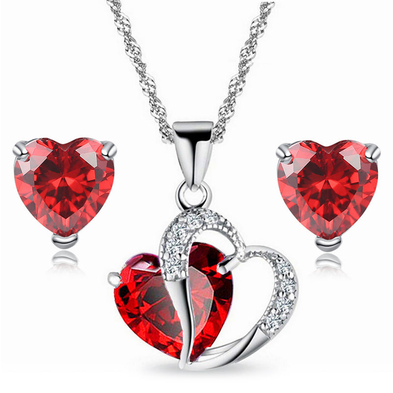 Interlocking Heart Necklace & Earrings