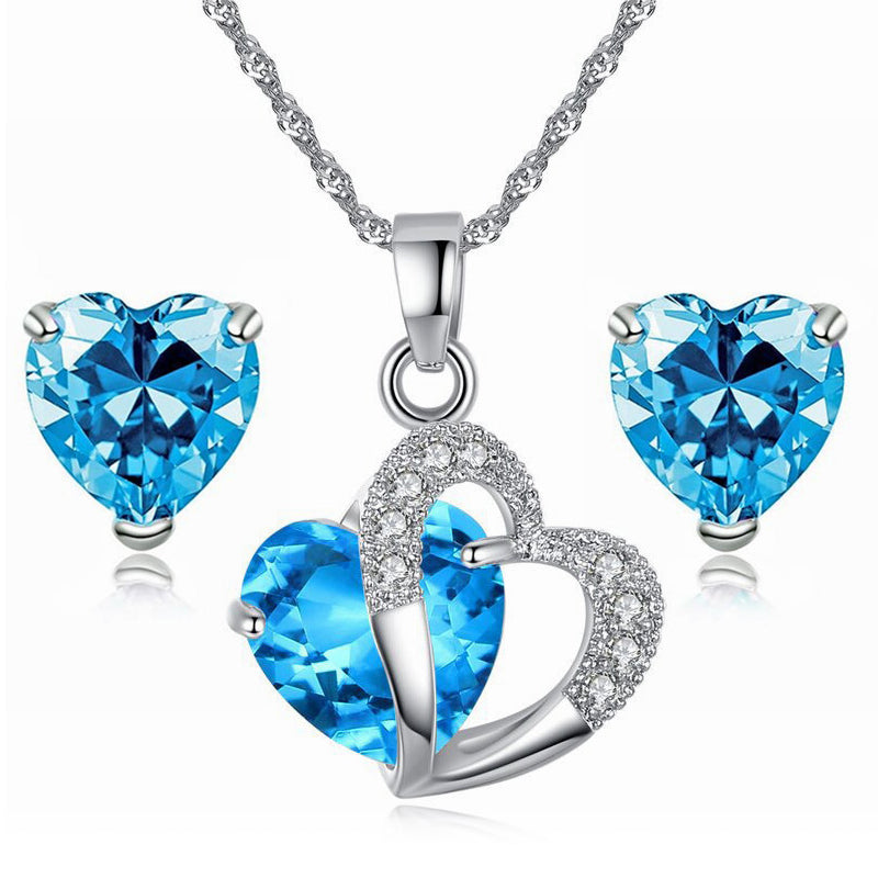 Interlocking Heart Necklace & Earrings
