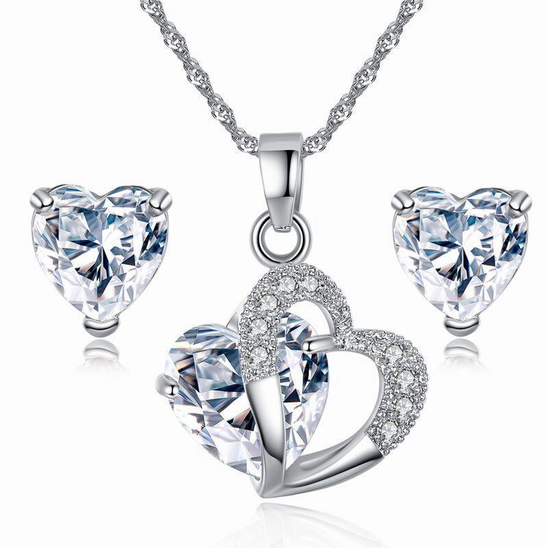 Interlocking Heart Necklace & Earrings