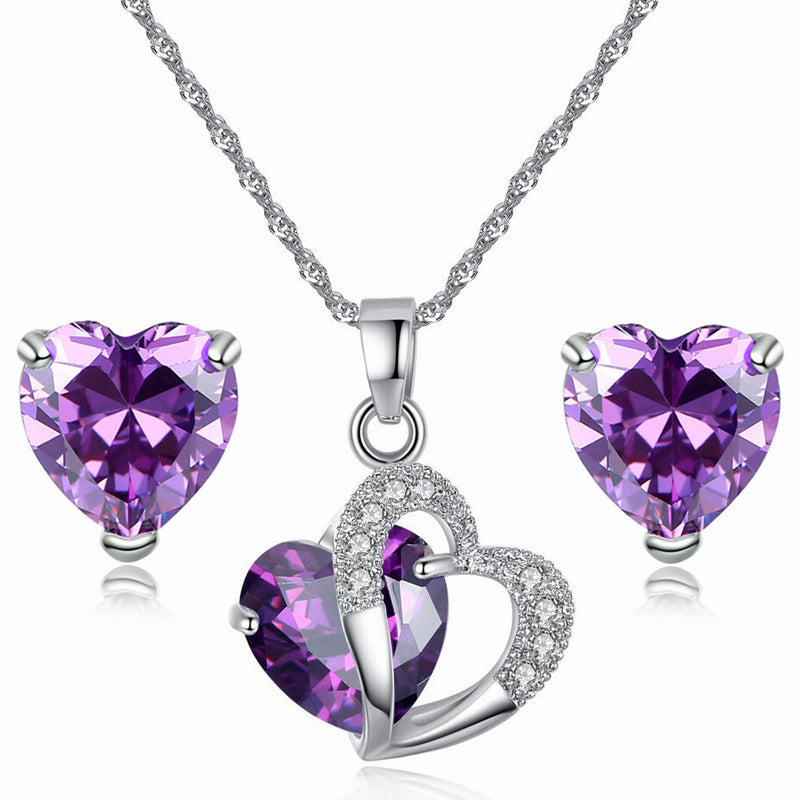 Interlocking Heart Necklace & Earrings