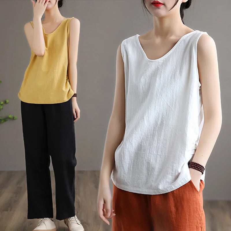 Japanese Style All-Match Sleeveless T-Shirt