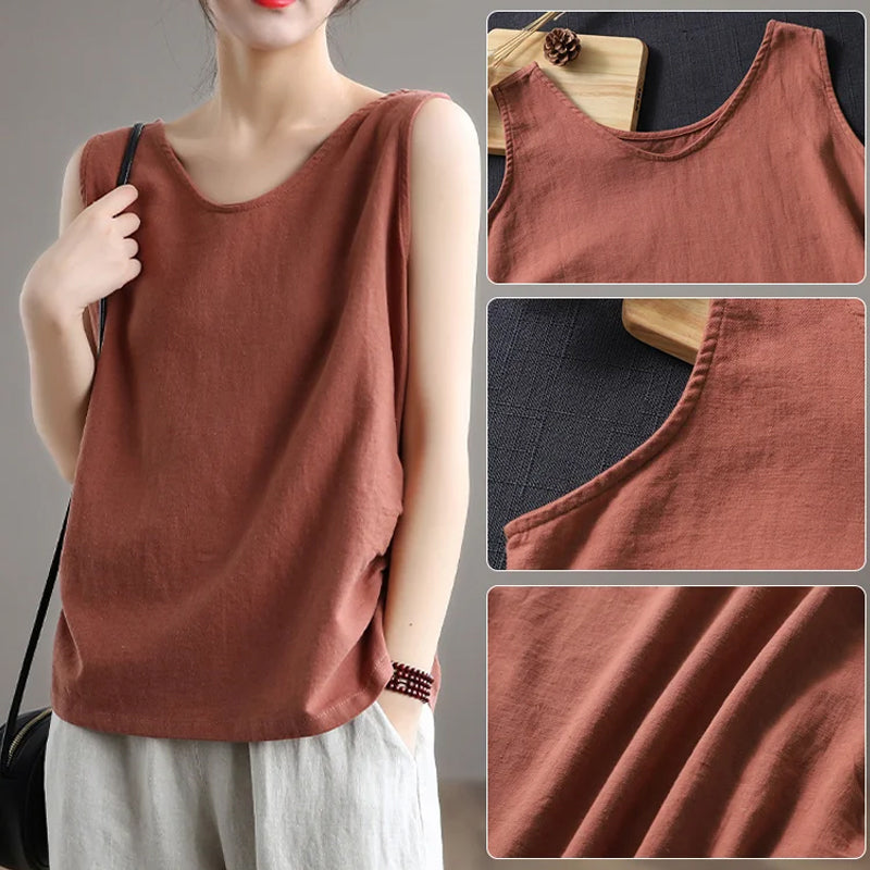 Japanese Style All-Match Sleeveless T-Shirt