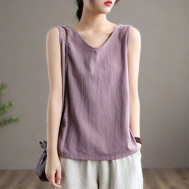 Japanese Style All-Match Sleeveless T-Shirt
