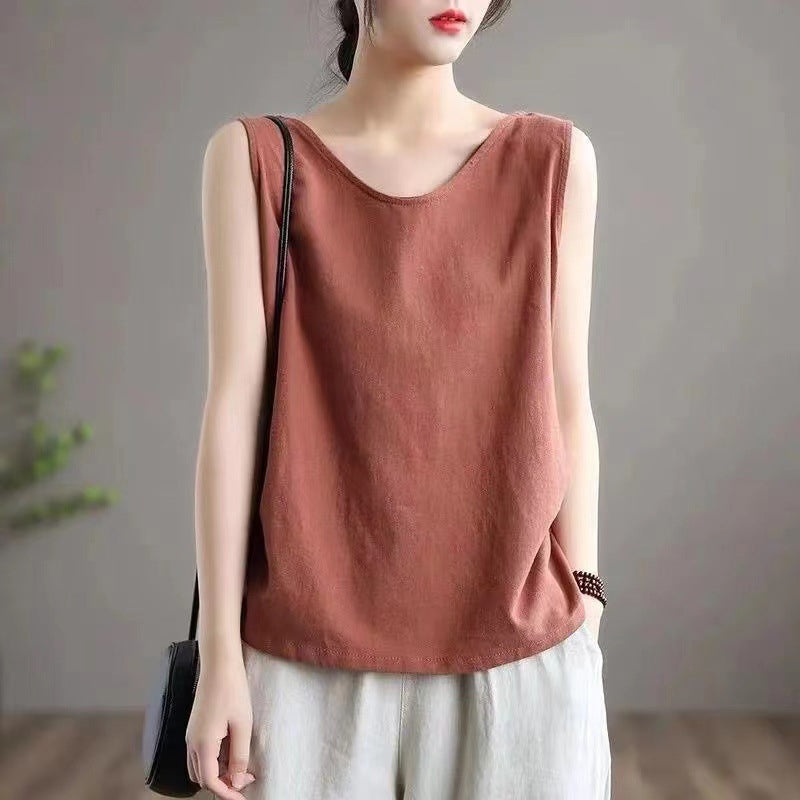 Japanese Style All-Match Sleeveless T-Shirt