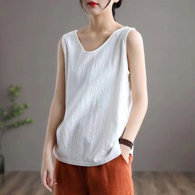 Japanese Style All-Match Sleeveless T-Shirt