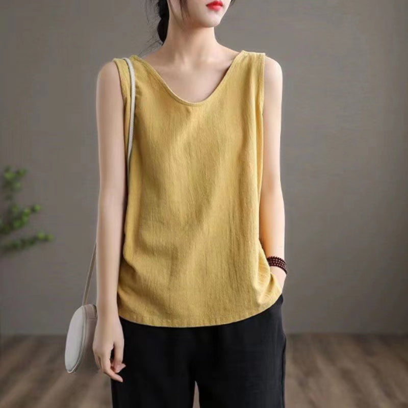 Japanese Style All-Match Sleeveless T-Shirt