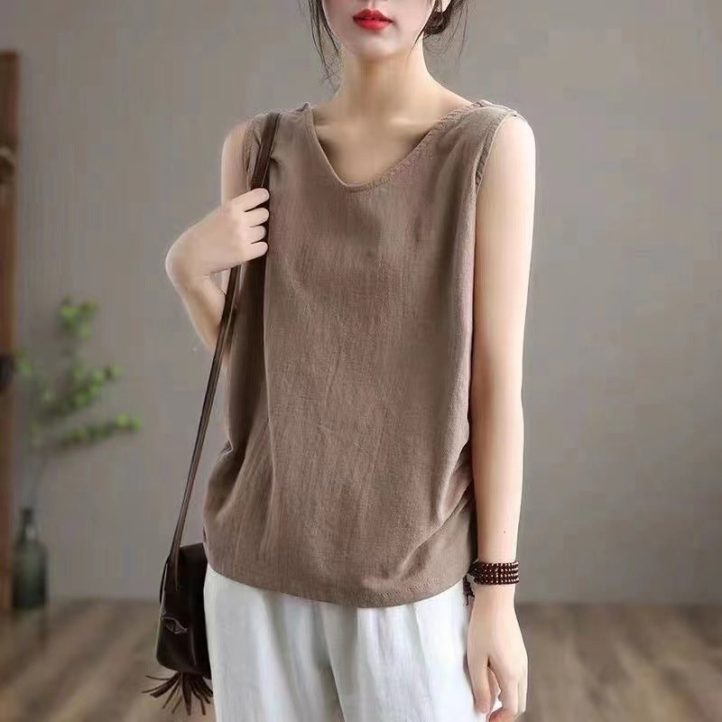 Japanese Style All-Match Sleeveless T-Shirt