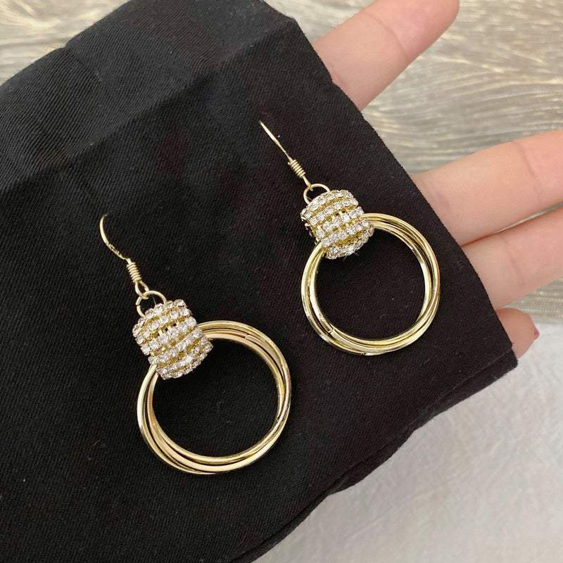 Layered Diamond Geometric Earrings