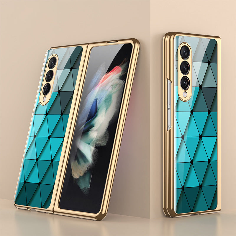 Luxury Plating Tempered Glass Case For Samsung Galaxy Z Fold 3 5G