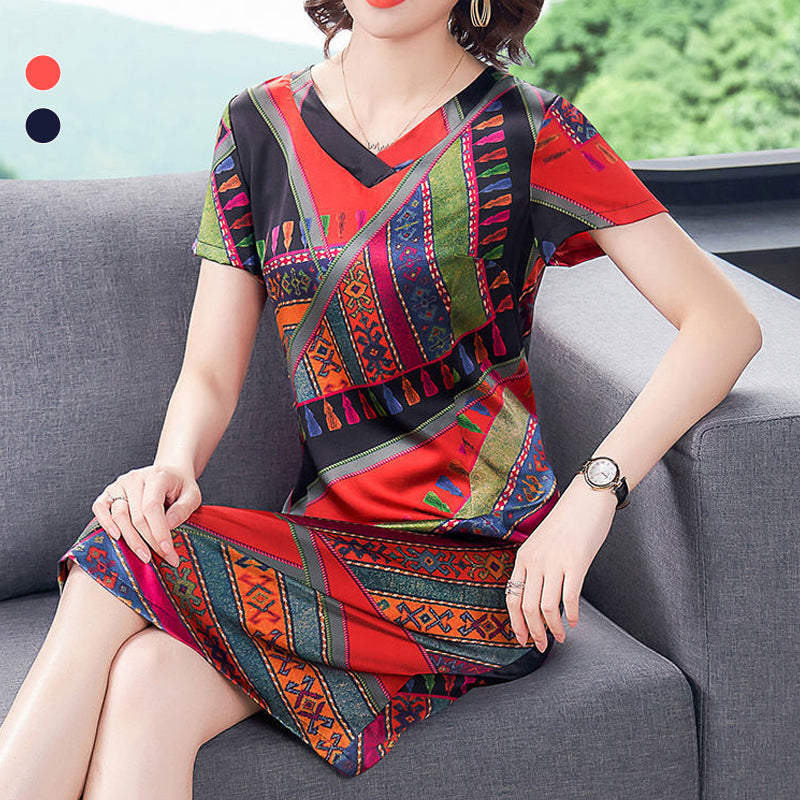 Mid-long Elegant Slimming Short Sleeve Stylish Dress