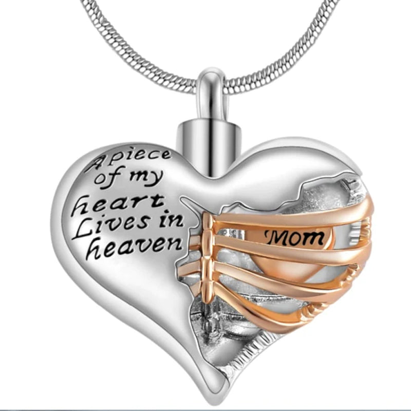 Heart Cremation Urn Necklace Pendant for Human Ashes
