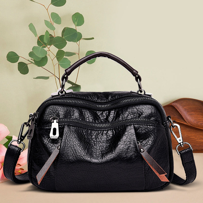Multi Pockets Soft Leather Crossbody Shoulder Bag