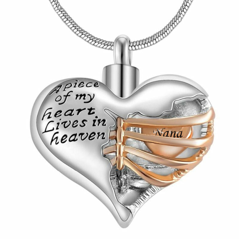 Heart Cremation Urn Necklace Pendant for Human Ashes