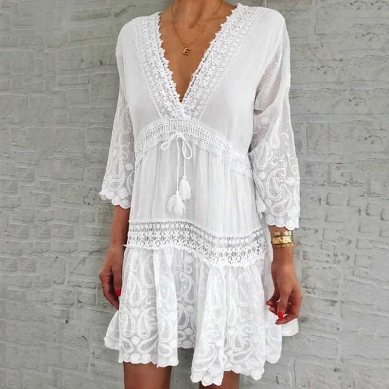 New Soft Deep V Neck Dress