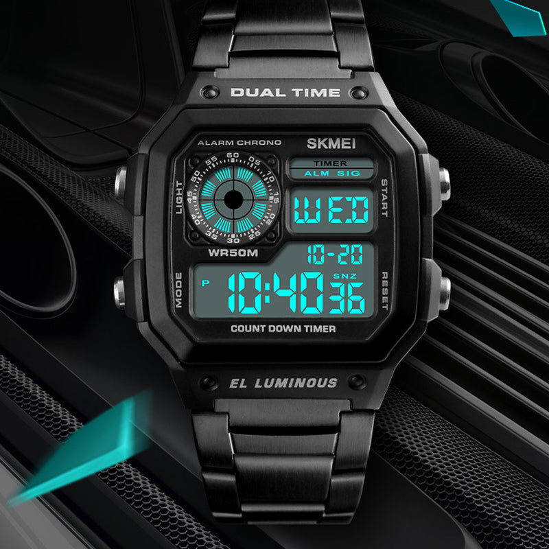 New Men's Digital Multi-Function Stainless Watches
