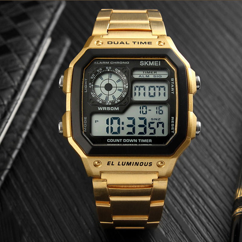 New Men's Digital Multi-Function Stainless Watches