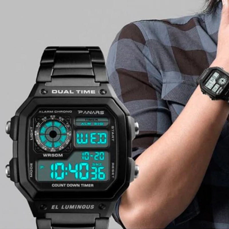 New Men's Digital Multi-Function Stainless Watches