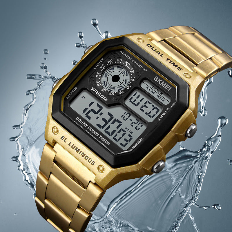 New Men's Digital Multi-Function Stainless Watches