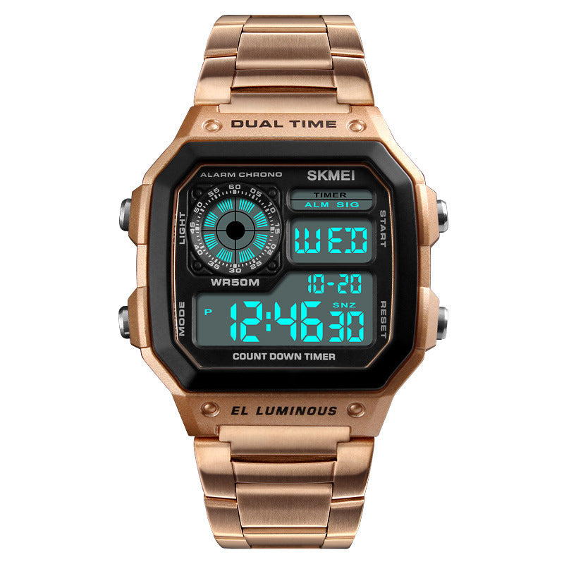 New Men's Digital Multi-Function Stainless Watches