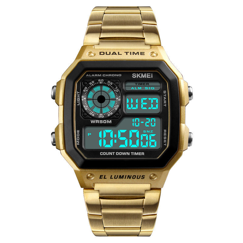 New Men's Digital Multi-Function Stainless Watches