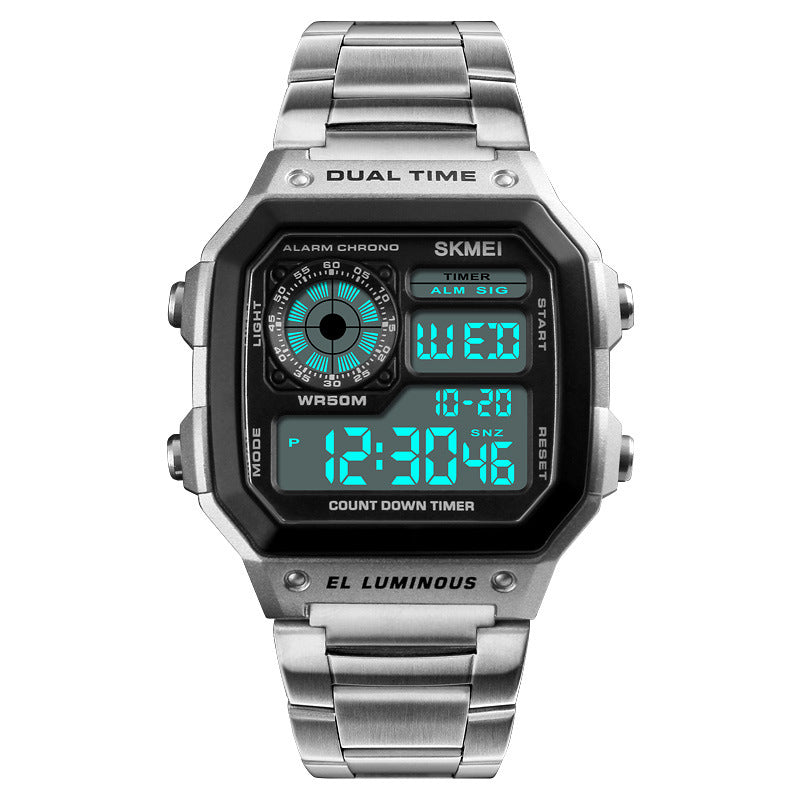 New Men's Digital Multi-Function Stainless Watches