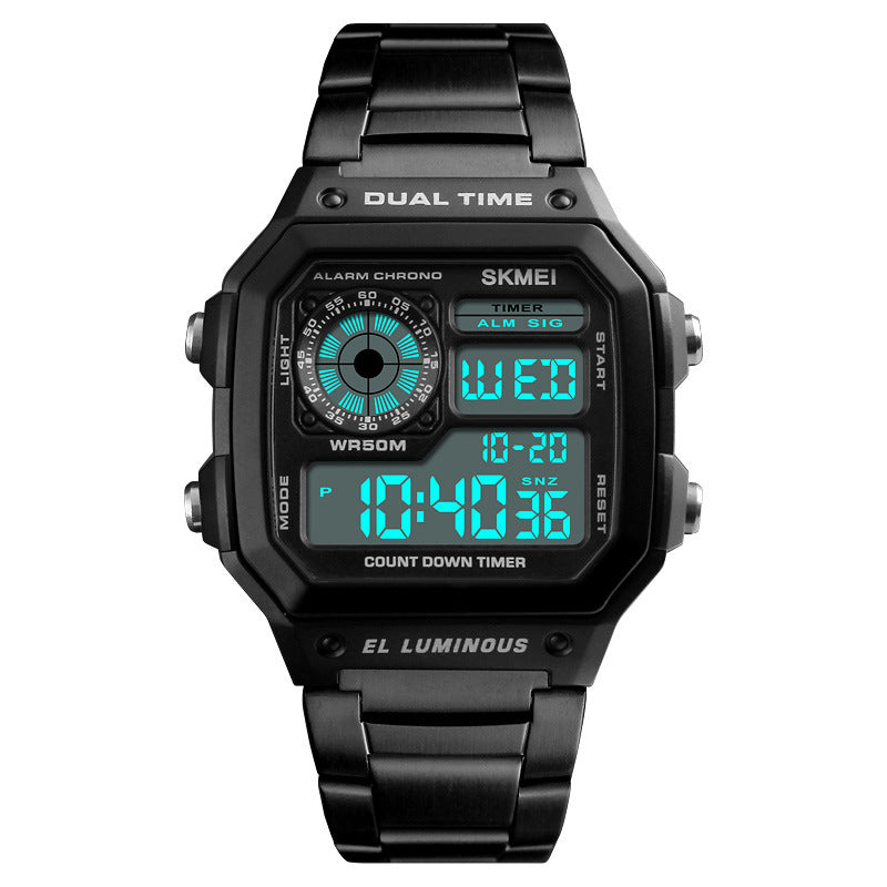 New Men's Digital Multi-Function Stainless Watches