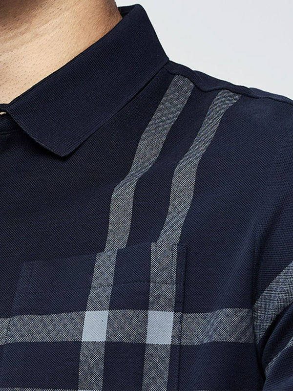 Men's Embroidered Lapel Pocket Long Sleeve Polo Shirt