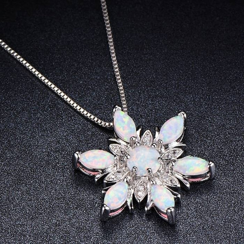 Opal Snowflake Necklace