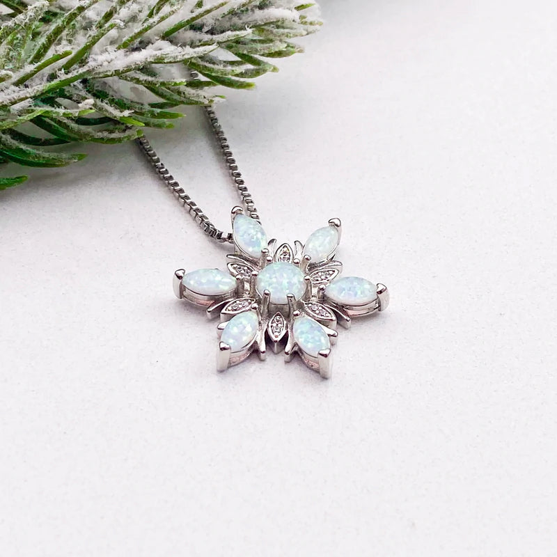 Opal Snowflake Necklace