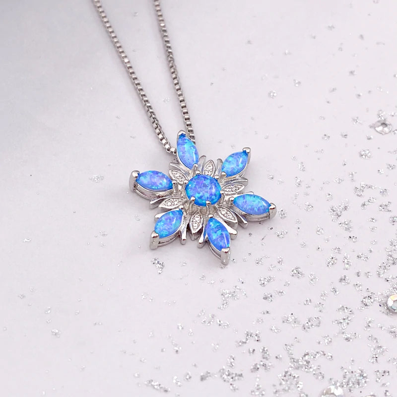 Opal Snowflake Necklace
