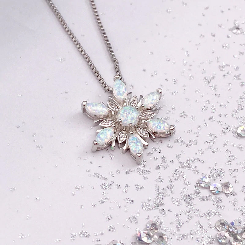 Opal Snowflake Necklace